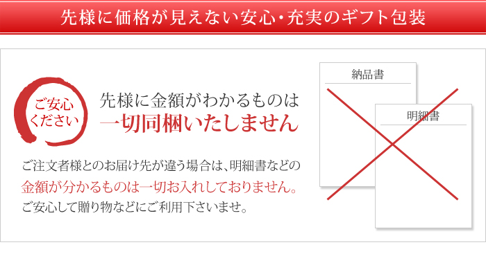 金額がわかるものは同封いたしません